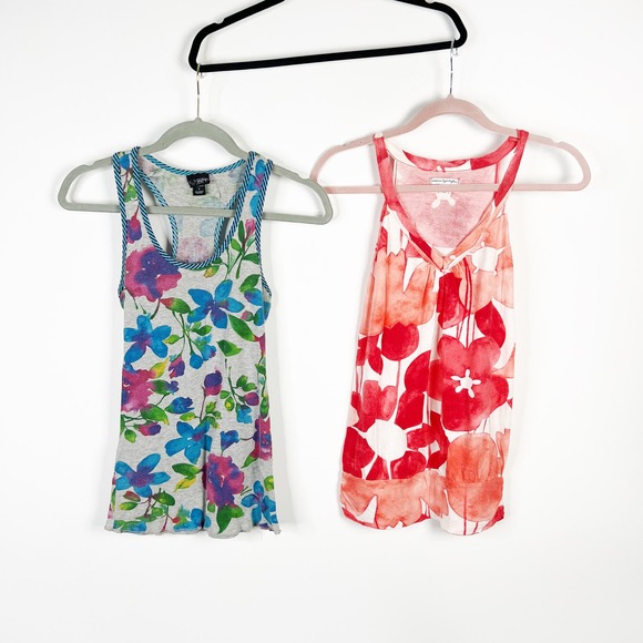 Bundle women's tank tops 2 Daytrip American Eagle Size S/XS pink blue watercolor - Picture 1 of 4